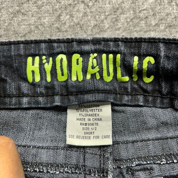 Hydraulic Extreme Slim Jeans Size 1/2 Short Black Gray Skinny Stretch Denim - Picture 7 of 16